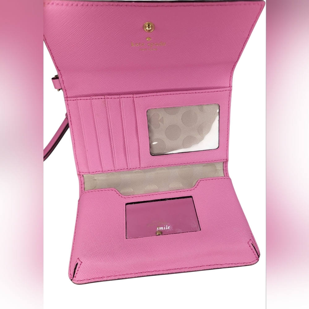 Kate Spade Saffiano Leather Pink Wristlet Wallet - Picture 3 of 6